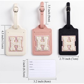 Yintry 26 Letter PU Leather Luggage Tags Privacy Protection with Name ID Card Quickly Spot Luggage, Bags and Suitcases Waterproof Travel Essentials,2 Pack