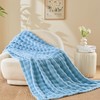 Deamsure Twin Blanket for Couch Blue 3D Bubble Fleece Soft