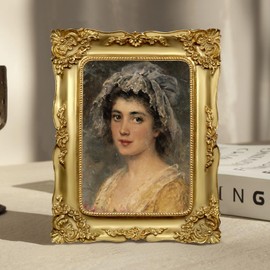 FJXMFRAME Gold 5x7 Picture Frame Vintage Antique Victorian Ornate Picture Frames Baroque for Tabletop or Wall Hanging Small with Glass Front