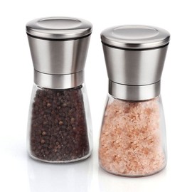 HJ, Pepper Mill Pepper Grind Pepper Mill Ceramic Grinder Salt piperitum, Adjustable Coarseness Crystal Salt Multifunctional Manual Set of 2