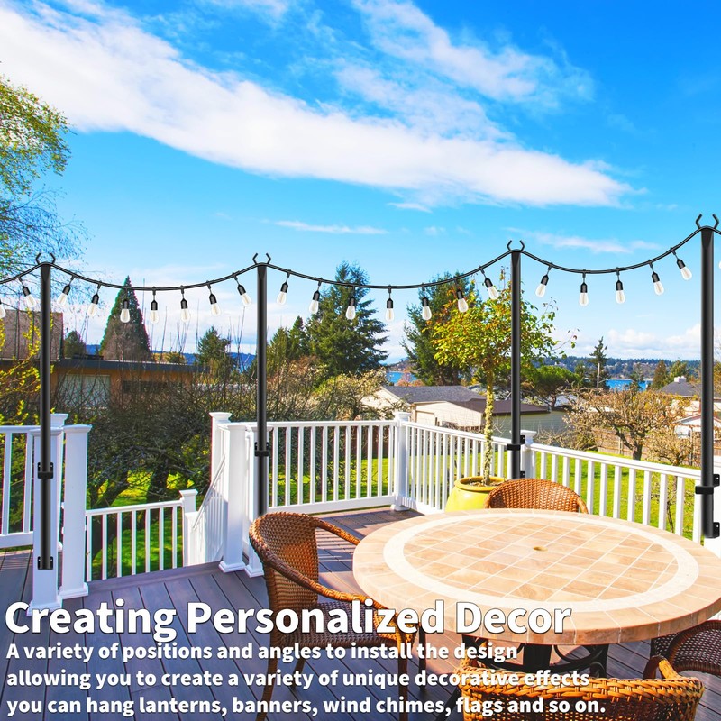 AILBTON 4 Pack 5Ft String Light Poles,Light Poles for Outside