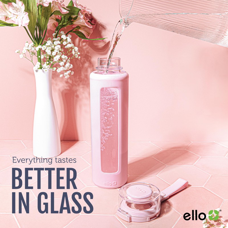 Ello Syndicate 20oz Reusable Glass Water Bottle with One-Touch Leak