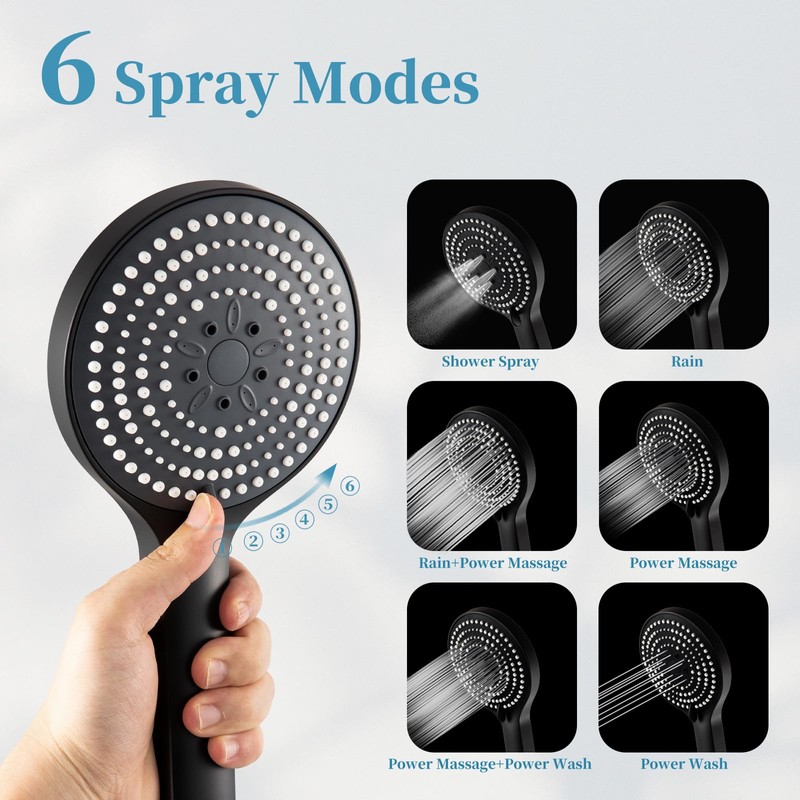 OFFO Shower Head,6 Modes Handheld Shower Head Large Powerful Boosting