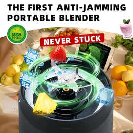 Portable Blender, Anti-Jamming 300 Watt for Shakes and Smoothies, 24oz Travel Blender USB Rechargeable, BPA Free Sporty bottle with a Travel Lid. (Black Base Grey Lid) (Black Base Green Lid)