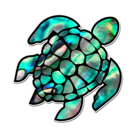 GT Graphics Sea Turtle Pearl Blue Green - 3" Vinyl Sticker - for Car Laptop I-Pad Phone Helmet Hard Hat - Waterproof Decal