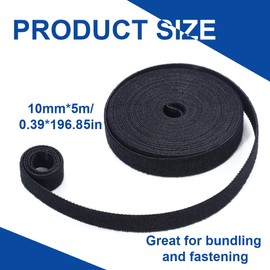 COYUN Pack of 2 Velcro Cable Ties on a Roll, 5 Metre Length Velcro Tape Roll 10 mm Width, Can Be Cut to Size, Resealable
