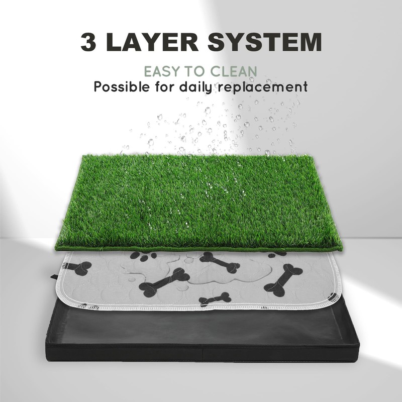 HQ4US 4LEGS Dog Grass Pad with Foldable Dog Litter Box,Extra
