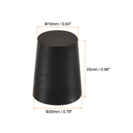 sourcing map Rubber Tapered Plug 16mm to 20mm Solid Test Tubes Bungs Stopper Black for Lab Home 5 Pieces