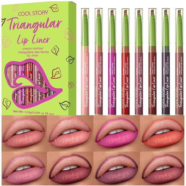 8pcs Nude Lip Liner Makeup Set - Waterproof & Smudge-Proof