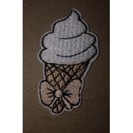 Lil’ Ice Cream Cone Soft Serve Iron on Patch Embellishment 1.25”x2.25”