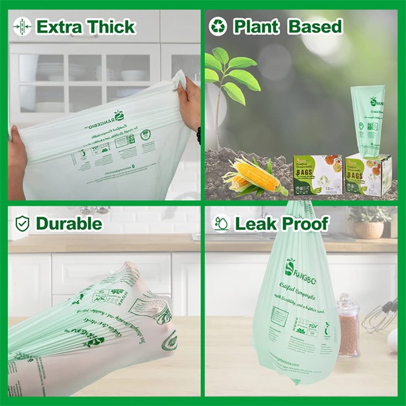 OrangeBio 3 Gallon Compostable Trash Bags, 100 Count, Food Grade,