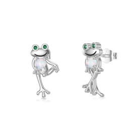 Frog Earrings for Women 925 Sterling Silver Green Frog Stud Earrings Cute Animal Jewellery Gifts Birthday Mothers Day Gifts for Mum Girls Friends