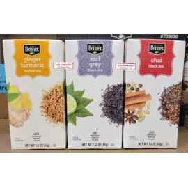 Benner's Assorted Tea Bags Ginger Turmeric, Earl Grey, Chai (3 Boxes)