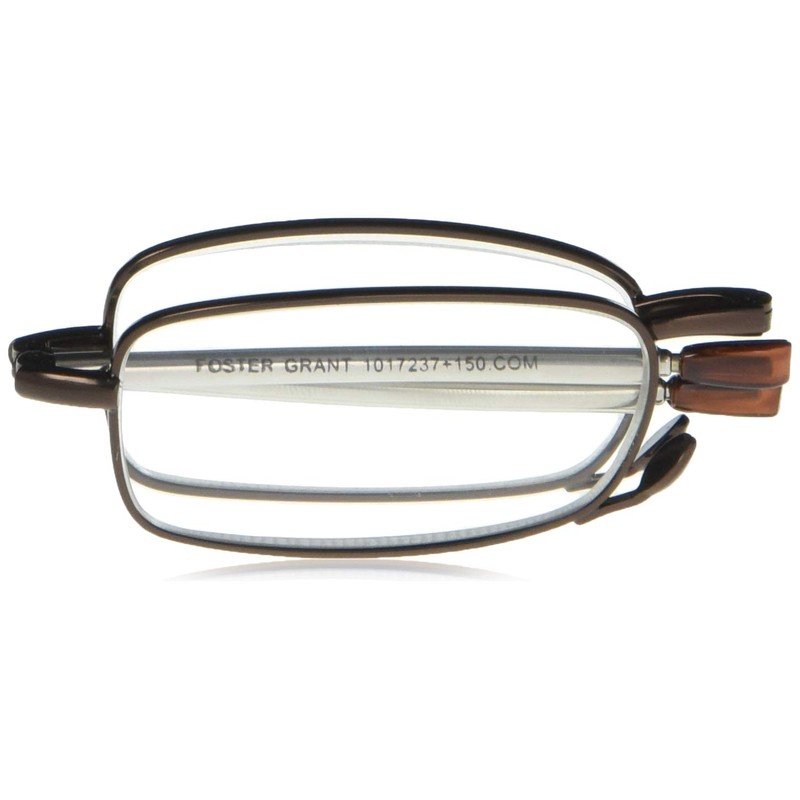 Foster Grant Gideon Rectangular Reading Glasses, Brown/Transparent, 64 mm, +1.50