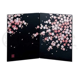 Yakushi Kiln Peach Festival Hina Doll Makie Folding Screen (Cherry Blossom, Large)