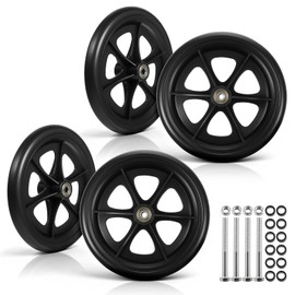 LIQWEI 4 Pack 8 Inch Walker Wheels Replacement, Solid Wheelchair Front Wheels Anti-Slip Rollator Replacement Wheel Durable and Quiet Wheel Hub for Wheelchairs Rollators Walkers