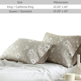 Southshore Fine Living, Inc. Mystic Garden Collection Cotton King Pillow Cases Set of 2 Luxurious, Hotel Quality Pillowcases King or Cal King Size, Silky Sateen Pillow Cases, 20" x 40", Grey