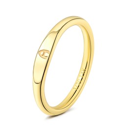 YURZA Gold Initial Rings for Women Non Tarnish Thumb Rings for Teen Girls 14K Gold plated for Women (A, 7)