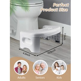 Toilet Stool,Foldable Poop Stool for Adults, Portable Pooping Step Stool for Bathroom, Toilet Bench for Feet with Dual Non-Slip Design
