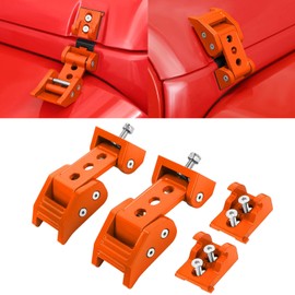 RT-TCZ for Wrangler Hood Latches Catch Kit Compatible with 2007-2025 Jeep Wrangler JK JL Gladiator JT Orange Exterior Accessories 2pcs (3-Holes)