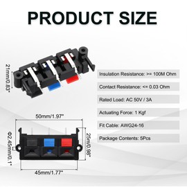 sourcing map 3 Way Spring Terminal Clip Push Release Connector Plate Jack Socket Speaker Terminal Strip Block Speaker Jointing Clamp Test Clip WP3-19 2Pcs