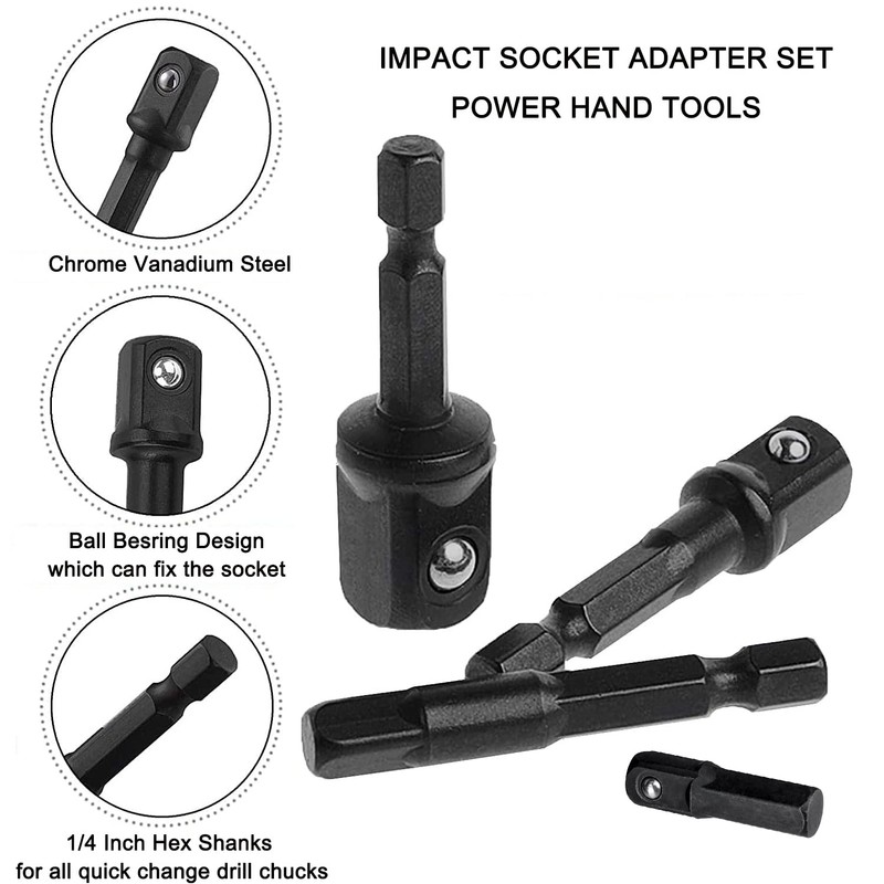 Bestgle 8pcs 1/4" Shank Drill Socket Adapter Extension Set for