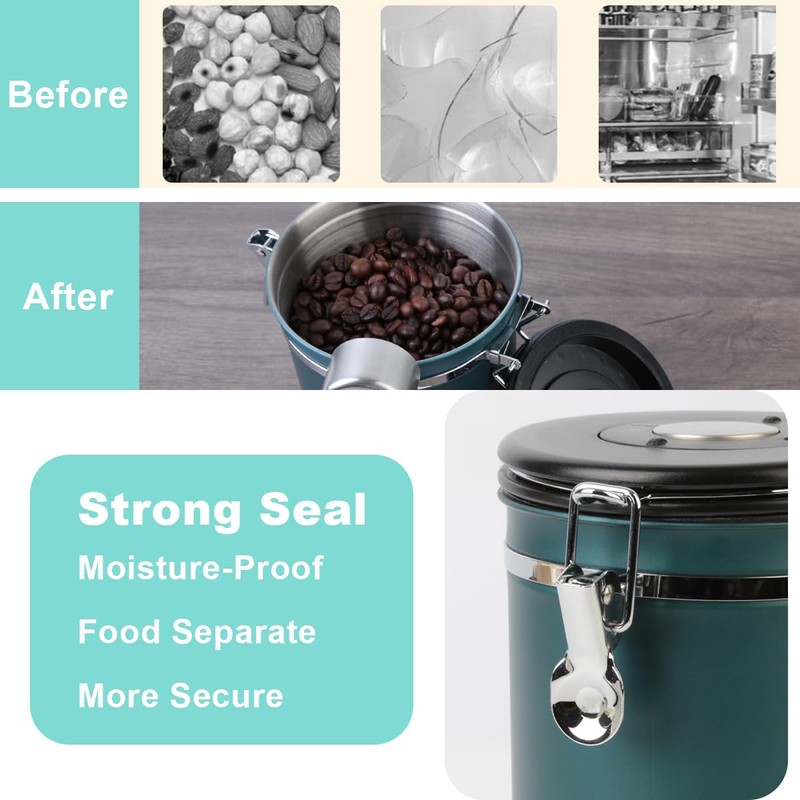 Walktosun Coffee Canister Airtight Storage Container Stainless Steel Air Tight