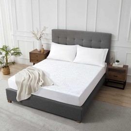 Double Waterproof Terry Towelling Mattress Protector Extra Deep Fits Up to 35cm (140x190) Cm Fitted Bed Sheet Topper Cover Breathable Non Noisy Anti Bacterial Material