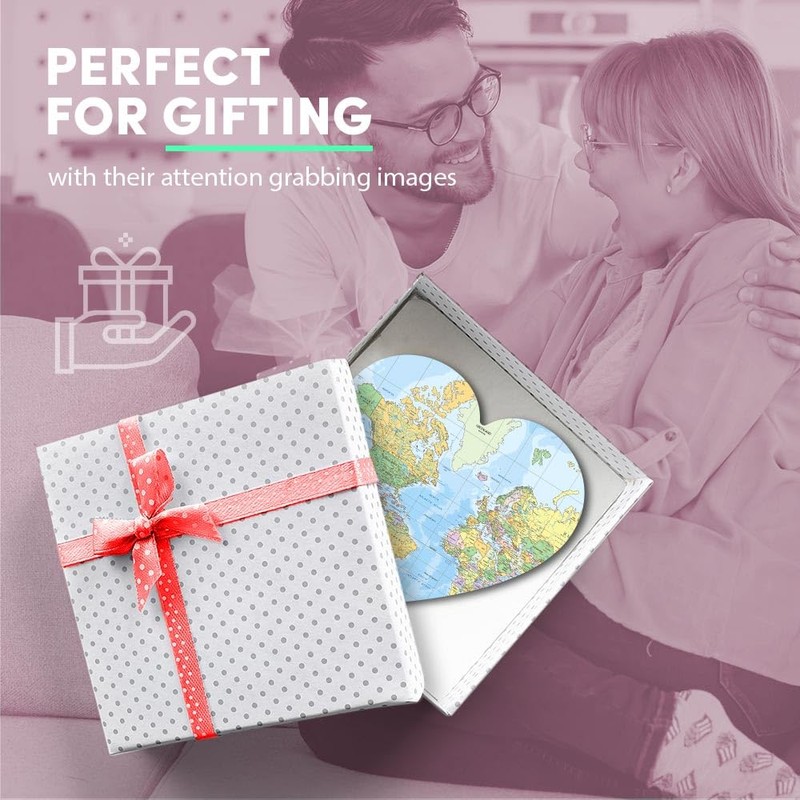 1x Heart MDF Magnet 6cm - World Map Globe Earth