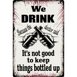 Retro Art We Drink Backyard Bar Humor Metal Signs Vintage Wall Decor 8x12 in
