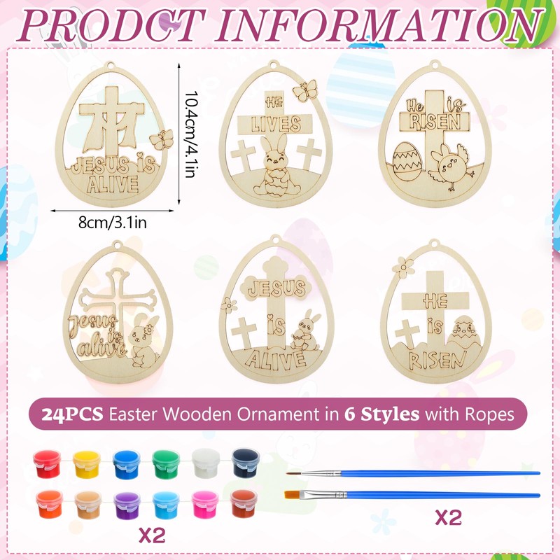 DoubleFill 26 Set Easter Jesus Crafts Kits DIY Religious Wooden