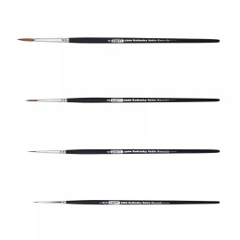 ZEM AS-84 Kolinsky Pure Sable Detail Artist Paint Brush Rounds Set 4 pcs