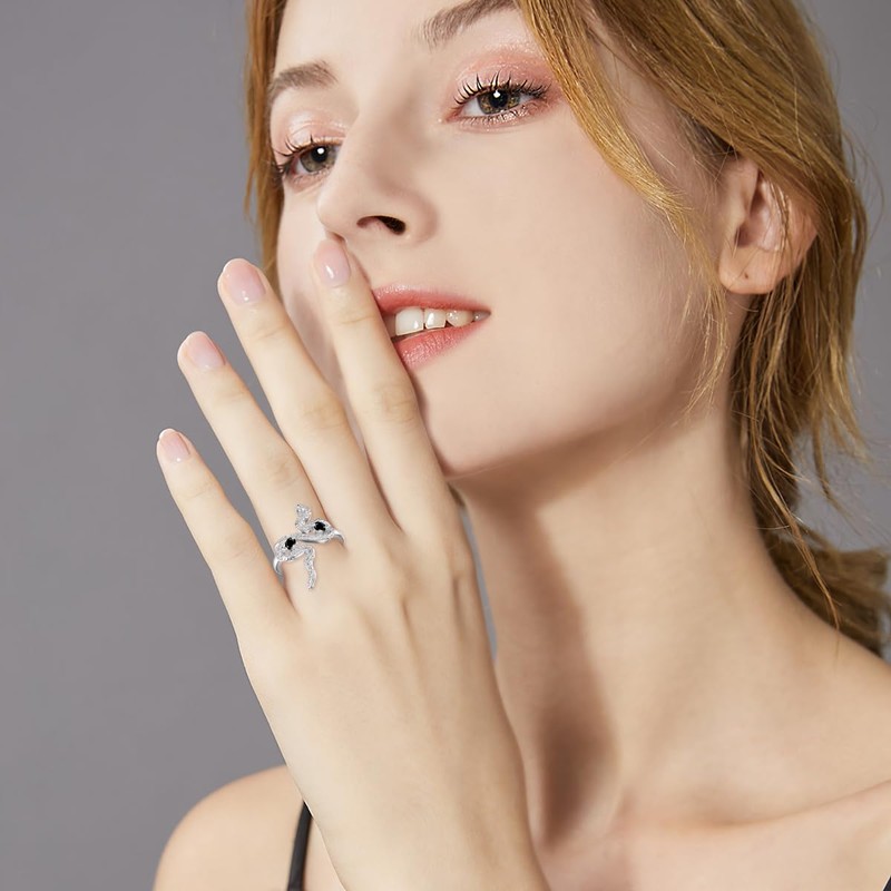 MONGAS Snake Ring 925 Sterling Silver Snake Rings for Women