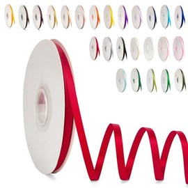 0.6 cm Red Ribbon, 6 mm x 91 m, Polyester Satin Ribbon, Decoration, Gift Ribbon, Fabric Ribbon, Silk Ribbons for DIY Art, DIY Crafts, Gift Packaging, Bows, Wedding Decoration