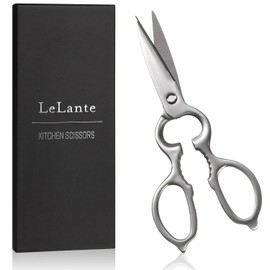【Featured in Croissant Magazine Model】 LeLante Kitchen Scissors, Dishwasher Safe, All Stainless Steel, Can Be Disassembled for Washing