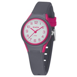SINAR XB-47-8 Girls' Sports Watch Fitness Analogue Quartz 10 Bar Waterproof Anthracite Pink, charcoal, Strap.