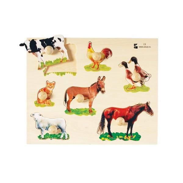 Wooden Farm Animals Knob Puzzle for Kids