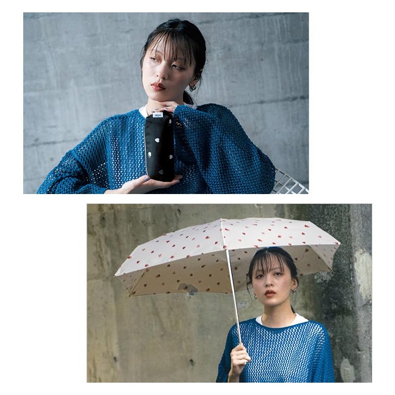 [2025] Wpc. Folding Umbrella, Drawing, Checked Heart, Mini Off Rain