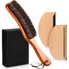 4 Pcs Horsehair Felt Hat Brush Kit with Cleaning Sponge Cowboy Clean Hat Wood Fedora Hat Cleaning Set Baseball Cap Lint Brush Remove Dust for Hair Furniture Suits Clothes(Style C)