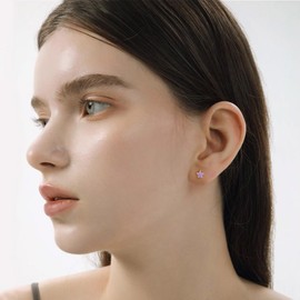 18g Titanium Star Earrings for Women Stainless Steel Cute Tiny Sequins Stud Cartilage Tragus Screw Back Post Piercing Sensitive Ear (Purple)