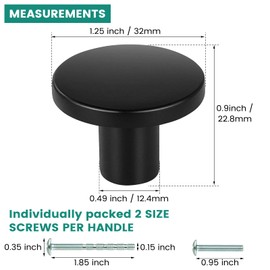 10 Pack Round Cabinet Knobs(Matte Black,1.26" Diameter) Kitchen Drawer Knobs,Bathroom Modern Cabinet Knobs Black Dresser/Drawers Solid Zinc Alloy Knobs