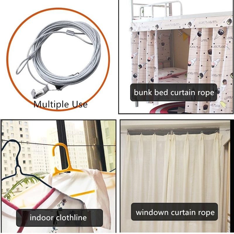 Lightolife Bunk Bed Curtain Track Stainless Steel Wire No Sagging