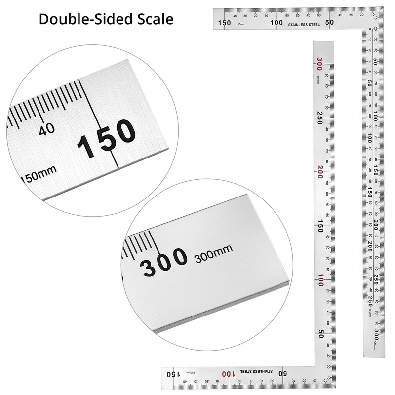 QWORK® Stainless Steel L Shape Square Ruler, 150 x 300