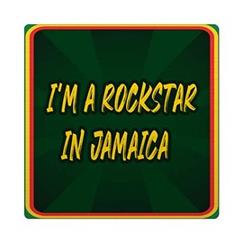 Makoroni - I'M A ROCKSTAR IN JAMAICA Jamaica Design Ceramic 4x4 inc Drink Coaster w/Cork Backing