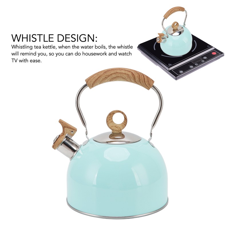 2.5L Whistling Tea Kettle with Handle Stainless Steel Portable Stovetop