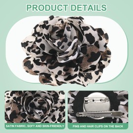 M METERXITY Rose Flower Brooches and Pins for Women, 4 Inch Lapel Pins Dainty Satin Fabric Big Camellia Hair Flowers Clips for Wedding/Parties/Clothes/Jewelry [10cm, Beige]