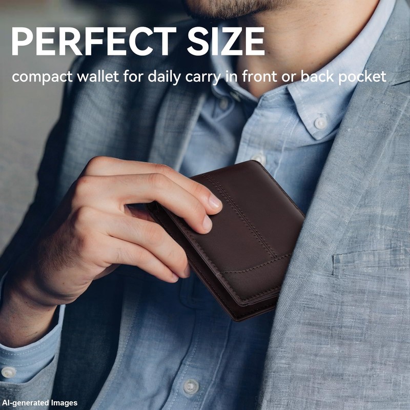 furid Top Grain Leather Wallet Men: RFID Minimalist Bifold Credit