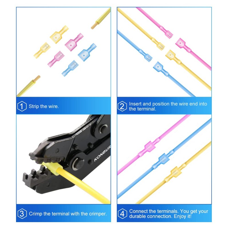 KONBUR 700Pcs Nylon Spade Quick Disconnect Connectors kit, Electrical Fully-Insulated