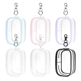 6 Pcs Clear Figures Display Bag with Keychain Zipper Clear Display, Mini Doll Hanging Blind Box, Box Organizer Zipper Closure,Dustproof Collectibles Display Case for Mini Figures, Dolls(Quadrate)