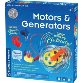 Thames & Kosmos Motors & Generators Science Kit | 25 Guided STEM Experiment Lessons | 48 Page Color Student Guide | Grades 3-6 | Ages 8+ | Play & Learn | Parents' Choice Silver Award Winner